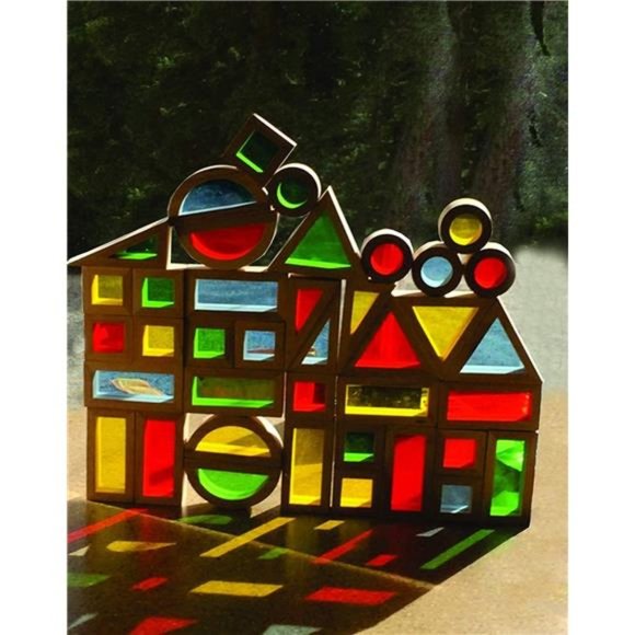 Wood Building Blocks Set for Kids 24 Pcs Rainbow Stacker Stacking Game - Picture 5 of 6